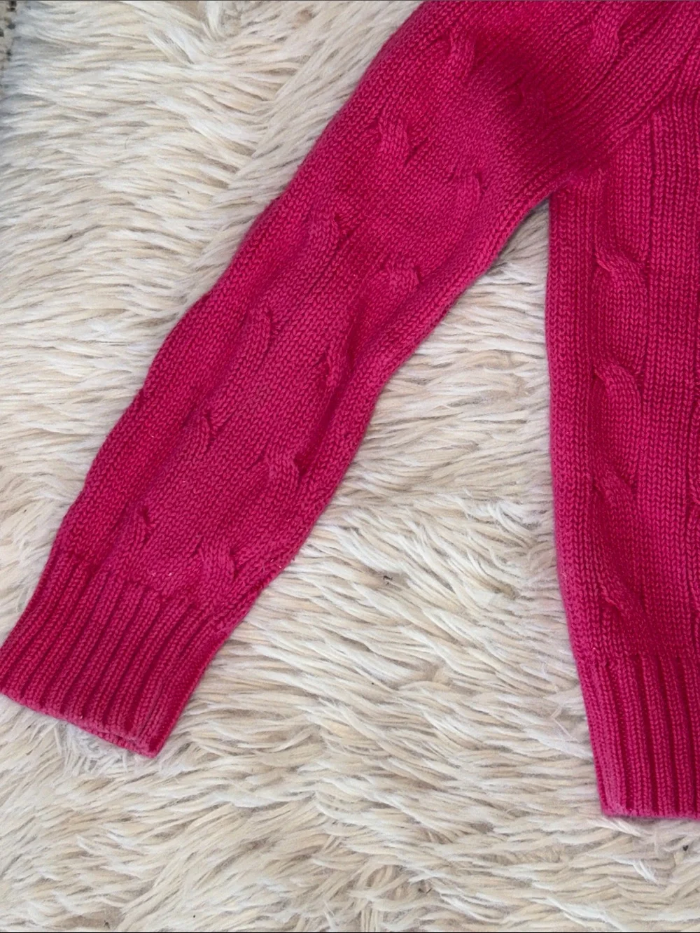🐎 Ralph Lauren Girls Cable-Knit Cardigan in Fuchsia 3/3T
